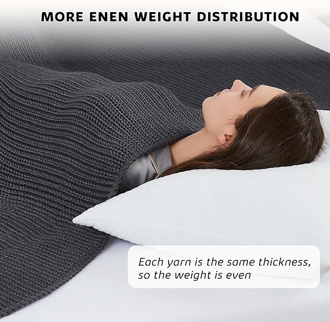 L'AGRATY Knitted Weighted Blanket - 50"x60" 10lbs Cooling Chunky Knit Heavy Blanket for Adults Braided Crochet Throw Thick Cable Yarn Knit Decorative No Beads Evenly Weighted Machine Washable