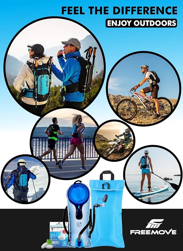 Hydration Pack with 2L or 3L Water Bladder & Cooler Bag > Keeps Drink Cool & Protects Bladders > Camelback Reservoir for Hydration Backpack, Tasteless & BPA Free, Quick Release Tube & Shutoff Valve