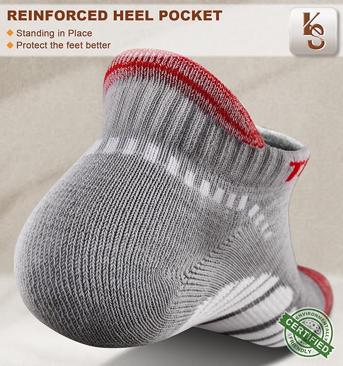 KEMISANT Men Running Socks,Active Ankle Socks No show Cushioned Footbed Arch Support