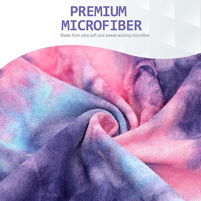 Eunzel 2 Pack Yoga Towel,Hot Yoga Mat Towel with Grip Dots Sweat Absorbent Non-Slip for Hot Yoga, Pilates and Workout 24" x72，Purple & Blue (2 Pack)