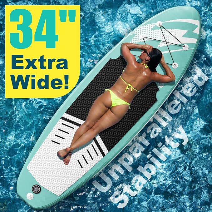 Inflatable Stand Up Paddle Board (6'' Thick) - Premium SUP Board with Durable SUP Accessories & Non-Slip Deck | Includes Paddle Pump & Backpack | for Adults/Youth