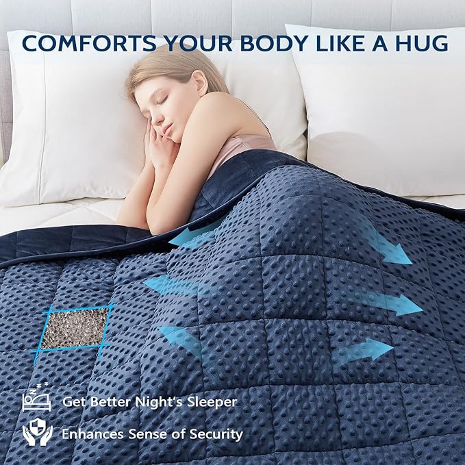 L'AGRATY Weighted Blanket for Adult - 60"x80" 15lbs Minky Dots Heavy Blanket with Glass Beads: Soft Breathable for All-Season Summer Fall Winter Thick Comfort for Sleeping