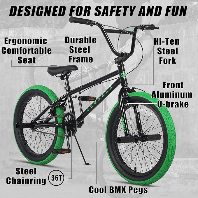 Freestyle BMX Bike, 18 20 Inch Kids Bicycle for 5-13 Years Old Kids and Beginner Level Rider, Multiple Colors