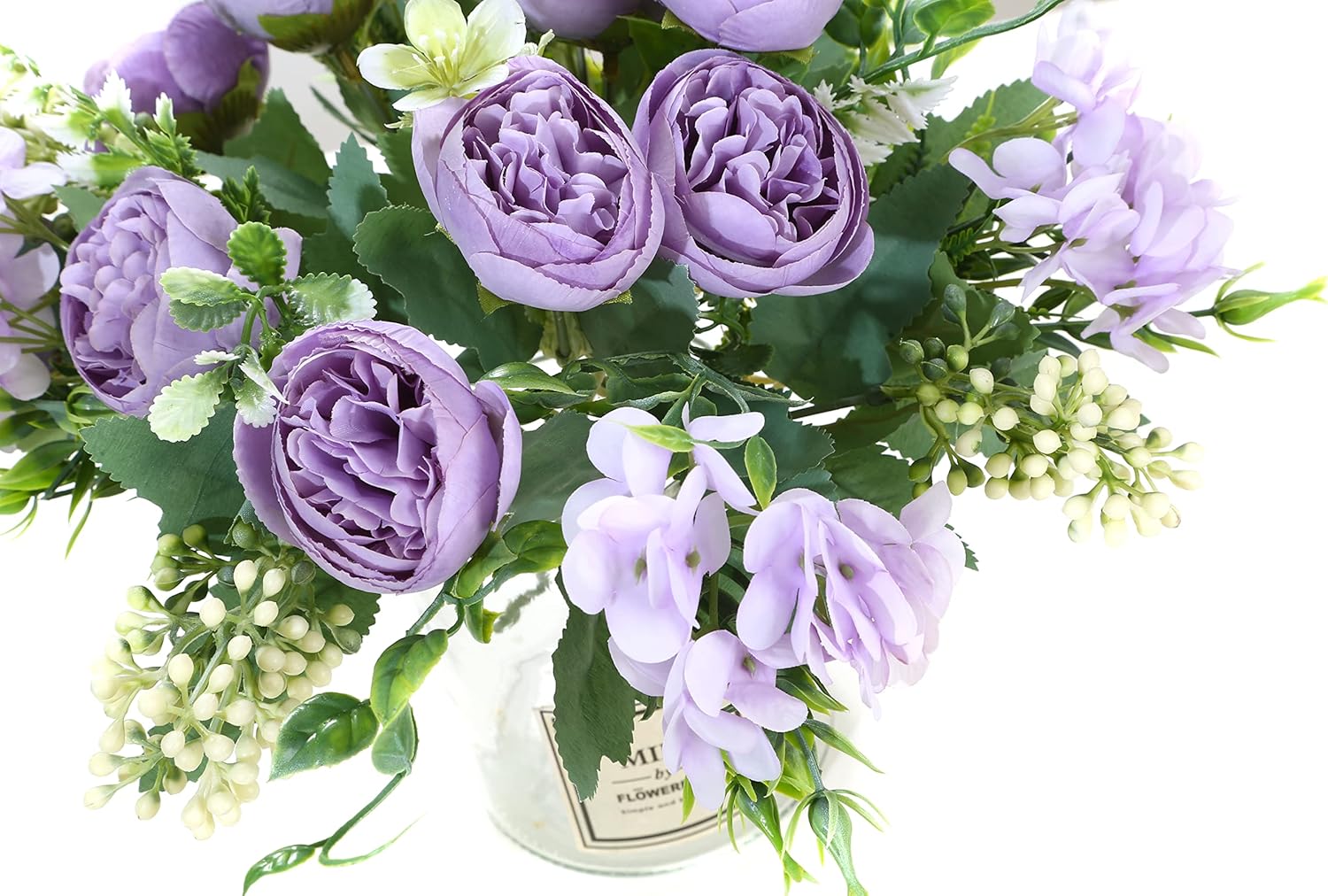 Artificial Flowers Fake Peony Silk Mini Plastic Bridal Flowers for DIY Wedding Bouquets Home Decorations 4 Packs(Light Purple)