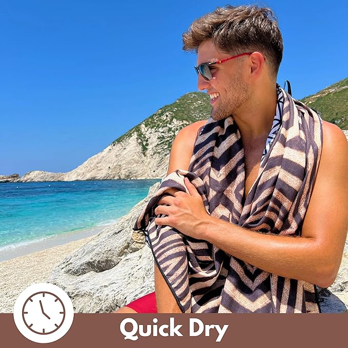 ECCOSOPHY Microfiber Beach Towel - Sand Free Towels are Quick Dry, Light Weight, Super Absorbent - Perfect Pool, Travel, Cruise, Camping Essentials - Oversized Extra Large for Adults 71x35 in