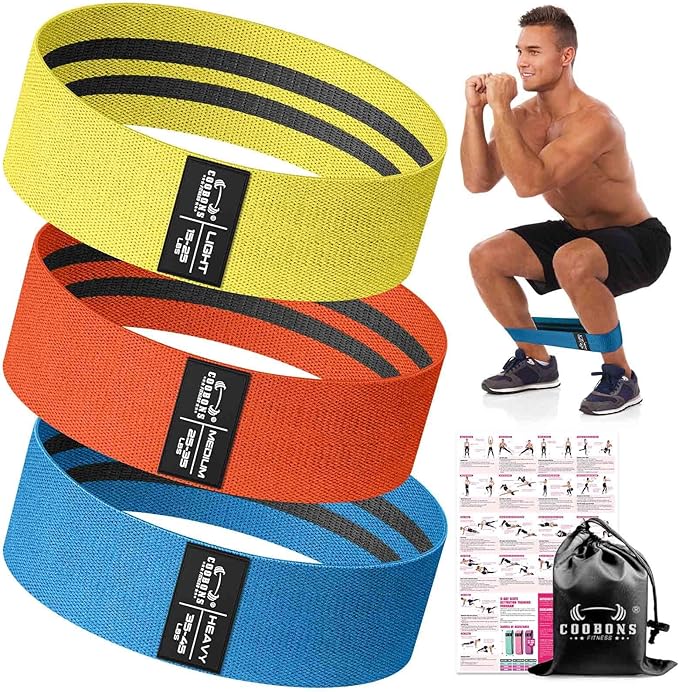 Fabric Resistance Bands for Working Out - Exercise Bands for Women and Men, Booty Bands for Legs and Glute, Yoga, Pilates, Rehab, Fitness and Home Workout