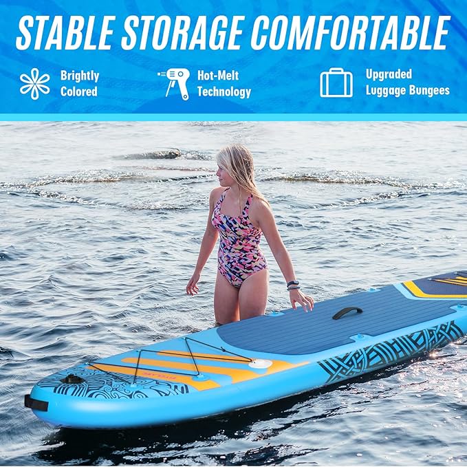 Inflatable Paddle Board 11' x 35'' Wide Stable Design,Stand Up Paddleboard with Sup Accessories Backpack,Pump,Ankle Leash,Adjustable Paddle,Non-Slip Comfort Deck for Adult Youth