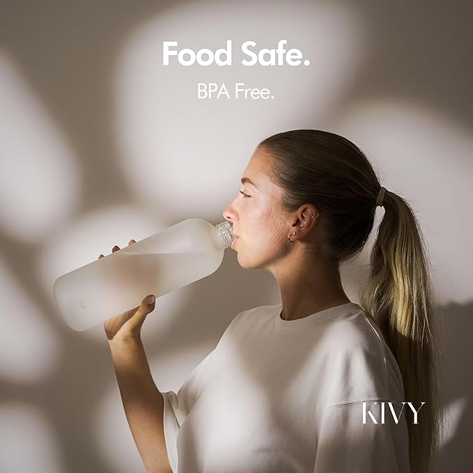 KIVY Large Water Bottle 50oz [Lightweight & Shatterproof] Fits Backpack & Cupholder for Travel, Sports, School - Black water bottle no straw - 1.5 Liter water bottles - 50oz Water bottle