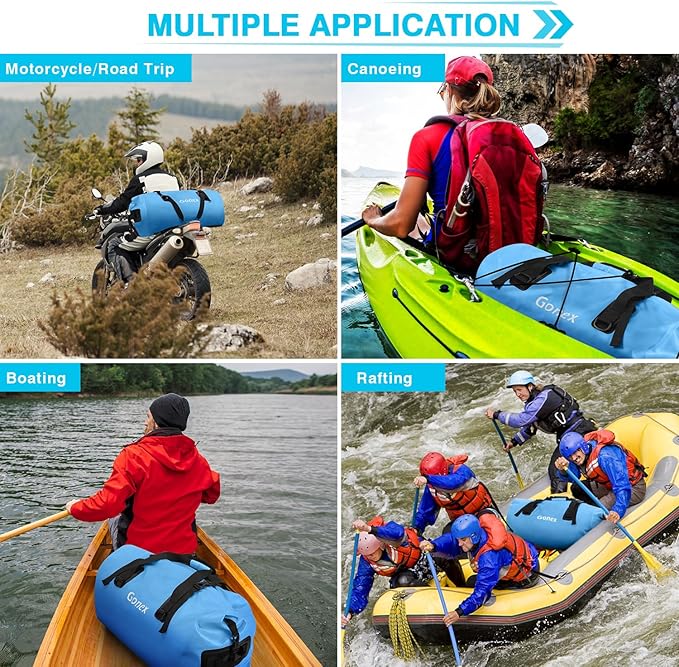 Gonex 40L 60L 80L Extra Large Waterproof Duffle Travel Dry Duffel Bag Heavy Duty Bag with Durable Straps & Handles for Kayaking Paddleboarding Boating Rafting Fishing