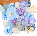Artificial Flowers Combo, Mix Silk Flowers Roses, Peonies, Dahlias with Stems for DIY Wedding Bridal Bouquets, Baby Shower, Table Centerpieces, Home Decor, Fake Floral Arrangements-Blue&purple