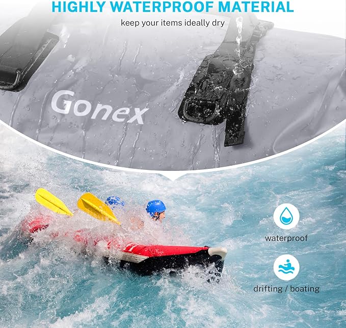 Gonex 40L 60L 80L Extra Large Waterproof Duffle Travel Dry Duffel Bag Heavy Duty Bag with Durable Straps & Handles for Kayaking Paddleboarding Boating Rafting Fishing