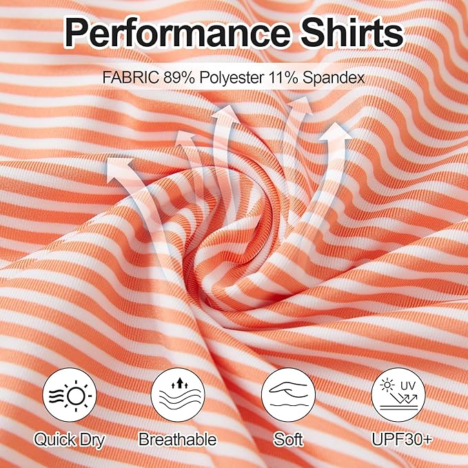 Golf Shirts for Men - Moisture Wicking Short Sleeve Performance Sport Casual Striped Collared Mens Polo Shirt