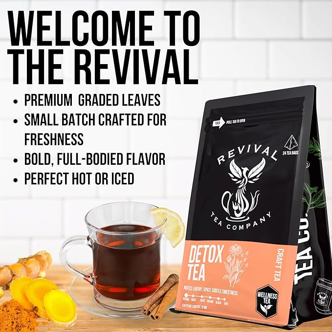 Revival Tea Company Herbal Tea - Hand Blended Craft Bold Flavor | Loose Leaf or Tea Bags | Organic and Caffeine Free (Loose Leaf, Detox Tea)