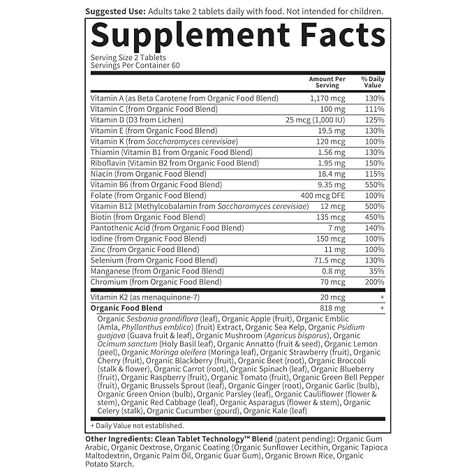 Garden of Life Organics Whole Food Multivitamin for Men, 120 Tablets, Vegan Mens Vitamins and Minerals for Health and Well-Being, Certified Organic Vegan Multi