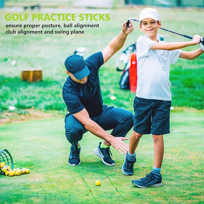 Golf Alignment Sticks - Golf Sticks Alignment Aid Golf Alignment Rods for Aiming, Putting, Full Swing Trainer, Posture Corrector Golf Training aid with Clear Tube Case