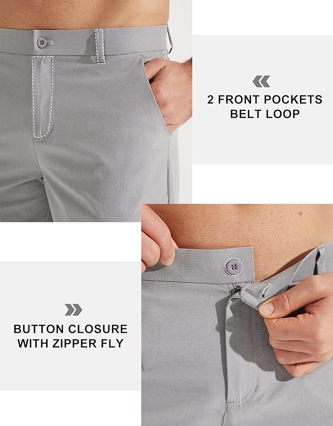 Libin Mens Golf Pants Stretch Work Dress Pants 30"/32"/34" Quick Dry Lightweight Casual Comfy Trousers with Pockets