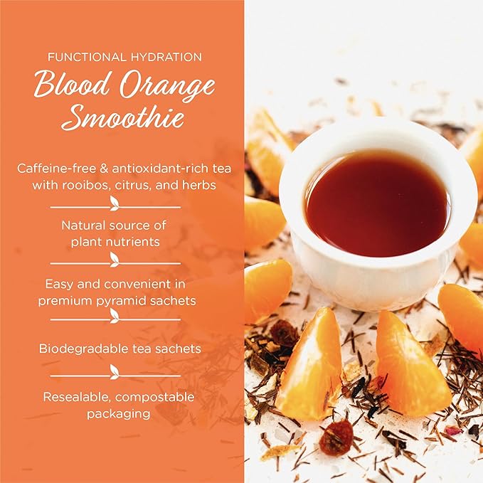 The Tea Spot Blood Orange Smoothie Herbal Tea | Blend of Rooibos Tea, Orange Peel, Hibiscus, Rosehips, Rose Petals, Safflowers, Natural Orange and Vanilla Flavors | Caffeine-Free 15 Tea Bags