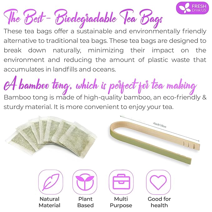 FreshDrinkUS Premium 55 Astragalus Root Tea Bags, 100% Natural & Pure. Astragalus Root Herbal Tea. Made With Natural Material Tea Bags. No Sugar, No Caffeine, No Gluten, Vegan