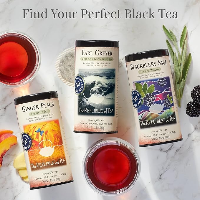 The Republic of Tea – PassionFruit Papaya Black Tea Bags, Naturally Caffeinated, 50 Servings