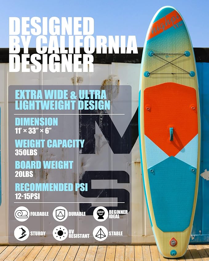 Highpi Inflatable Stand Up Paddle Board for Youth and Adults – Wide Sup with Premium Accessories, Blow Up Paddleboard for Surfing, Fishing, Yoga & More