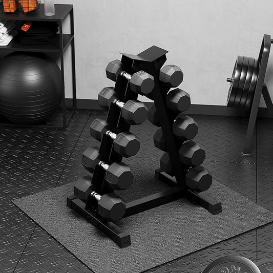 Premium Rubber Coated Hex Dumbbell Weight Set with Rack, Multiple Packages,210LB/350LB/450LB/550LB Set for Home Gym, Hand Weights for Muscle Toning, Strength Building & Full Body Workout