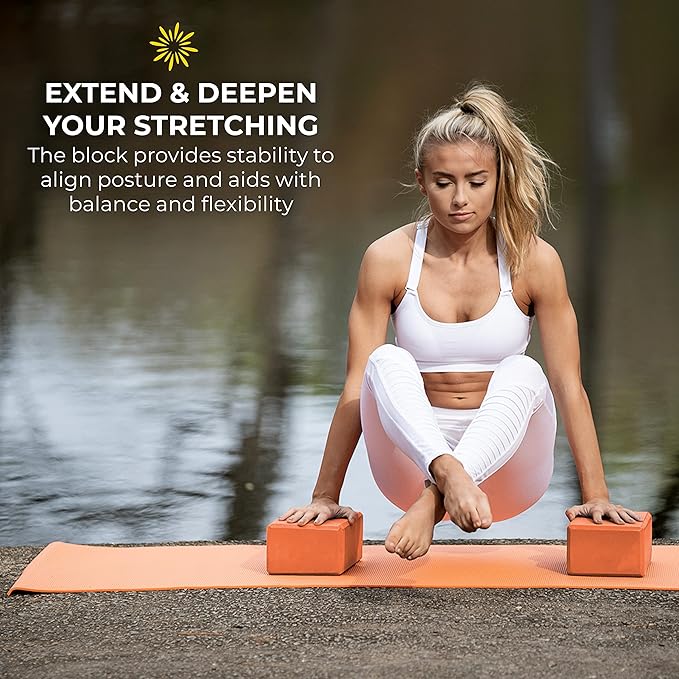 Sunshine Yoga 4" Yoga Block, 10 Pack Bulk EVA Foam Yoga Blocks, Firm and Supportive Yoga Brick, Balance Foam for Stretching, Pilates, and Workout, 4" x 6" x 9"
