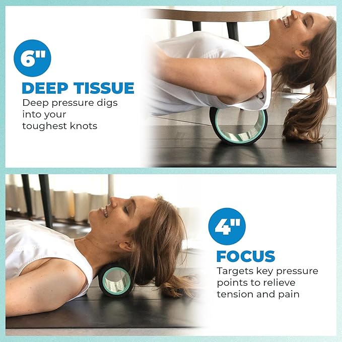 Chirp Wheel Foam Roller - Targeted Back & Neck Pain Relief, Muscle Massage, Trigger Point Therapy, High-Density Foam Tool for Physical Therapy, Stretching & Exercise, 500lbs Capacity, 2-Pack Mint