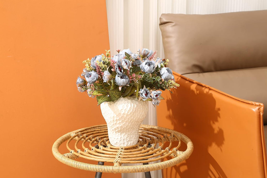 Artificial Flowers Vintage Fake Peony Flowers Silk Mini Plastic Peony Bridal Flowers for DIY Wedding Bouquets Home Decorations 2 Packs(Light Purple)