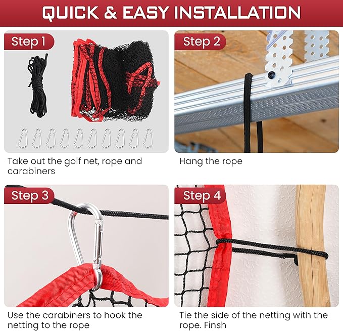 Golf Netting, 10ft, 15ft, 20ft Sports Netting - Heavy Duty High Impact Multi-Sport Practice Net for Golf, Baseball, Soccer, Hockey, Lacrosse, Backyard Driving & Training Barrier