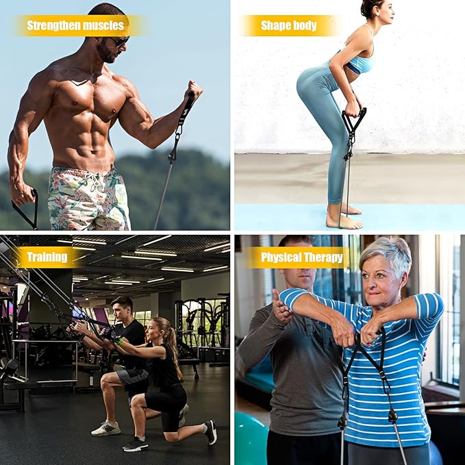 HPYGN Resistance Bands, Heavy Exercise Bands with Handles, Fitness Bands for Working Out, Workout Bands for Men, Weight Bands Set for Muscle Training, Strength, Slim, Yoga, Home Gym Equipment