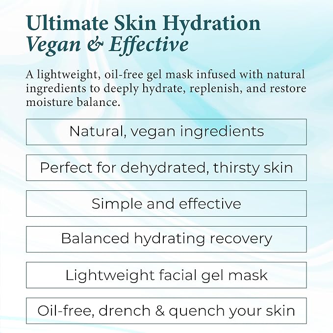 Florencia Aloe & Azulene Hydrating Gel Mask - Oil-Free Hydration for Dry, Dehydrated Skin - Soothing Recovery Mask with Hyaluronic Acid, Green Tea, Aloe & Azulene, 2 oz