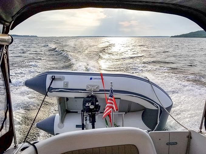 Newport 10ft 6in Newport Model Inflatable Dinghy Boat Transom Sport Tender - 5 Person - 15HP USCG Rated, White/Gray