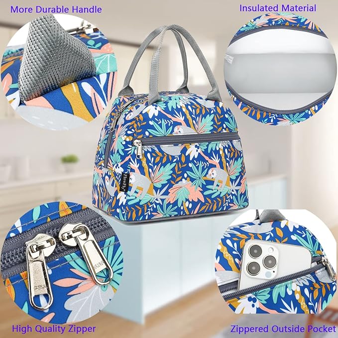 FlowFly Insulated Lunch Cooler Bag - Tote Bag Organizer for Women/Men, Sloth