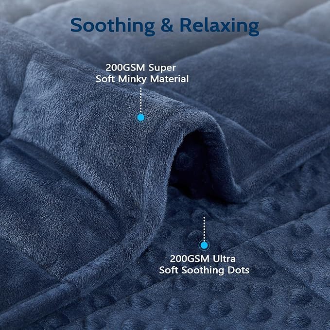 L'AGRATY Weighted Blanket for Adult - 60"x80" 20lbs Minky Dots Heavy Blanket with Glass Beads: Soft Breathable for All-Season Summer Fall Winter Thick Comfort for Sleeping