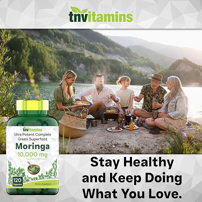 Moringa Capsules 10,000 mg - 120 Capsules | Pure Moringa Oleifera Leaf Powder Supplement | Powerful Green Superfood | Super Greens Powder Pills | Non-GMO, Made in The USA!