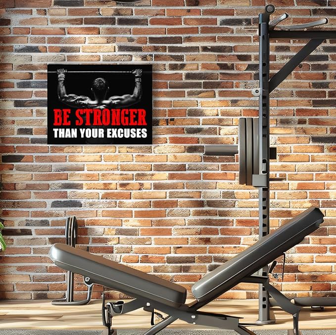 Inspirational Gym Wall Decor,Fitness Quotes Wall Art,Be Stronger Than Your Excuses Canvas Wall Decor for Home Gym
