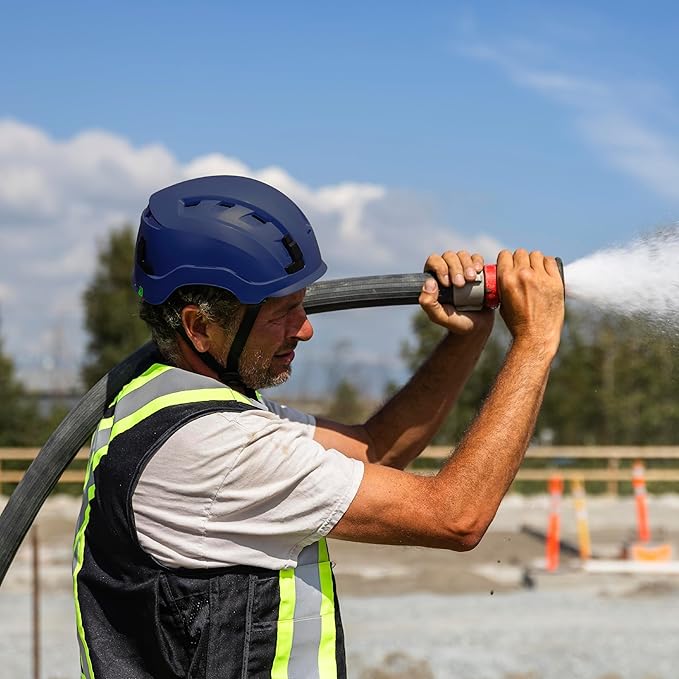 GE Safety Helmet, Impact Absorbing Tech, Adjustable Ratchet, ANSI Type 1, Memory Foam Padding, Hard Hats Protection, Lightweight, Durable, Chin Strap, Comfortable Fit OSHA Approved