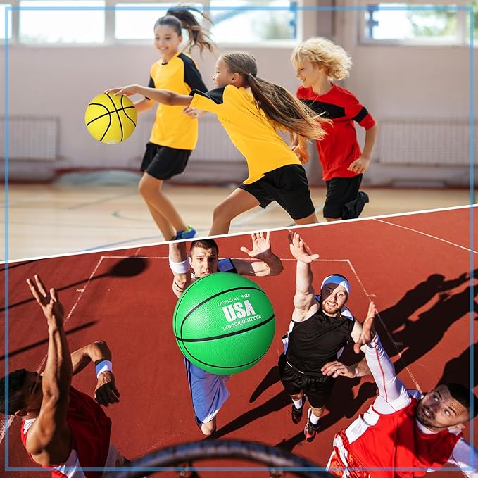 Libima 4 Pcs Rubber Basketball with Pump Official Size Indoor Outdoor Basketball Game Practice Training Kid Teen Women Men Streetbball Sport Gift Back to School