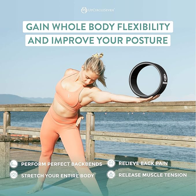 UpCircleSeven Yoga Wheel Set - Strongest & Most Comfortable Yoga Prop Wheel, 3 Pack for Back Pain and Stretching (12, 10, 6 inch)