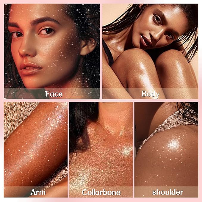 Glitter Spray for Hair and Body, Glitter Body Spray, Quick-Drying Waterproofing Body Shimmer Suitable for Festival Rave