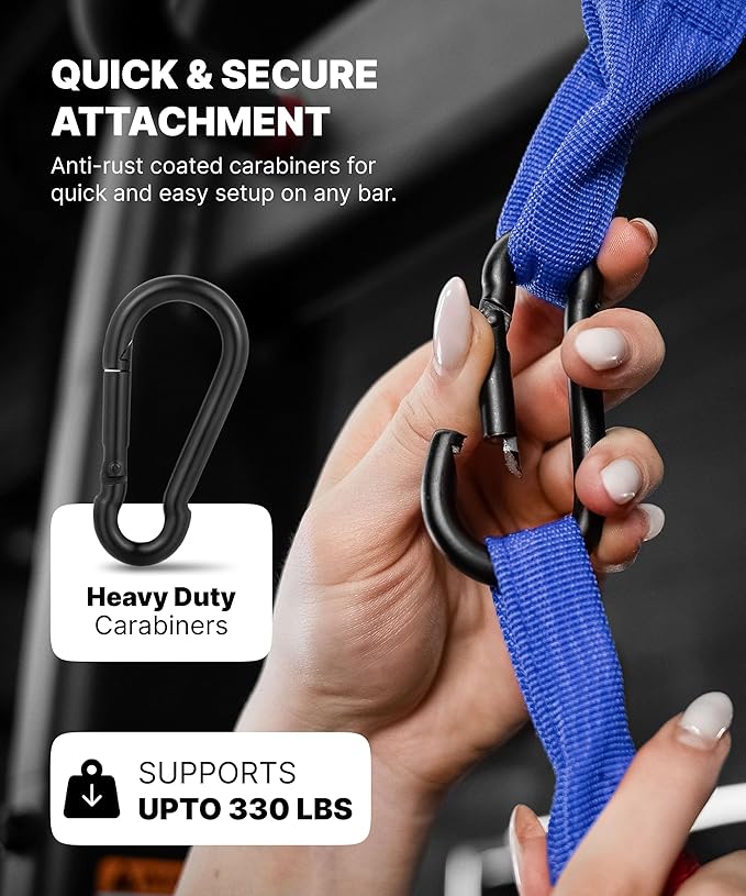 DMoose Fitness Hanging Ab Straps for Pull Up Bar & Core Strength Training - Soft Padded Exercise Straps for Ab Swing & Leg Raises, Hang Bar Strap with 2 Steel Carabiners - Abs Equipment for Home & Gym