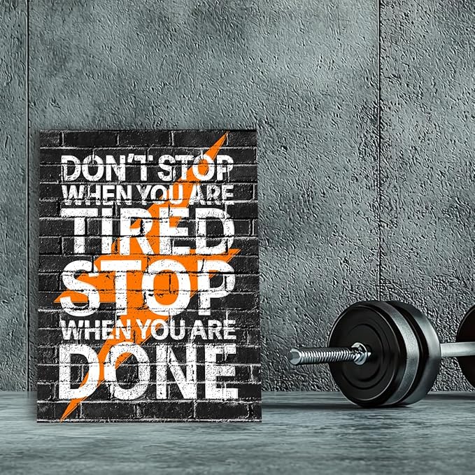 Gym Quotes Wall Art,Inspirational Workout Wall Decor,Don't Stop When You're Tired Stop When You're Done Canvas Wall Art for Home Gym Exercise Fitness Room