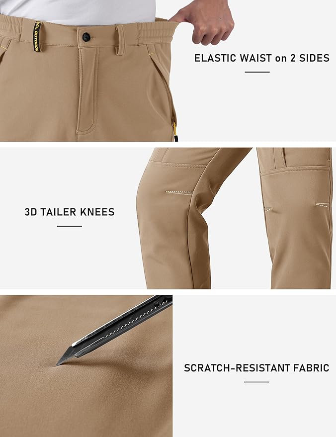 TACVASEN Winter Pants for Men Fleece Lined Waterproof Pants Insulated Hiking Pant for Ski Snowboard Outdoor Work Hunting