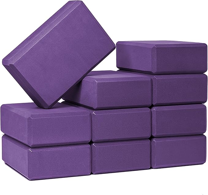 Sunshine Yoga 3" Yoga Block, 10 Pack Bulk EVA Foam Yoga Blocks, Firm and Supportive Yoga Brick, Balance Foam for Stretching, Pilates, and Workout, 3" x 6" x 9"