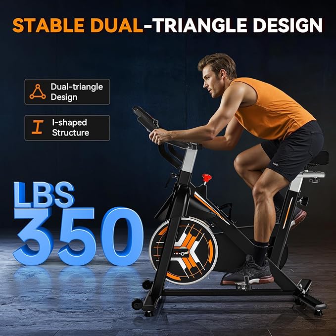 Exercise Bike, Wenoker Stationary Bike for Home, App Supported Indoor Bike with Silent Belt Drive, Heavy Flywheel, Multi-grips Handlebar and Upgraded Digital Display