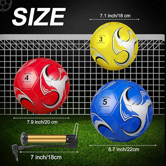 Lenwen 12 Pcs Soccer Balls with Pump Bulk Official Size 5 4 3 Kids Teen Adult Indoor Outdoor Sports Soccer Ball Toddler Youth Gift for Training Game Practice Christmas Operation