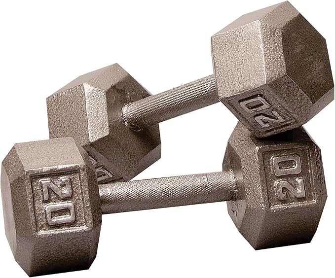 Body-Solid Cast Iron Hexagon Dumbbell, Hand Weights For Men and Women, Weight Dumbbells for Strength Training, Body Building Home Gym Training Gear