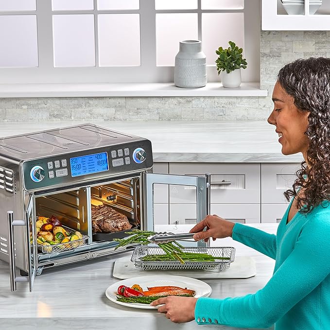 Emeril Lagasse Dual Zone 360 Air Fryer Oven Combo with French Door, 25 QT Extra Large, Cook Two Foods in Different Ways, Up to 60% Faster from Frozen to Finish