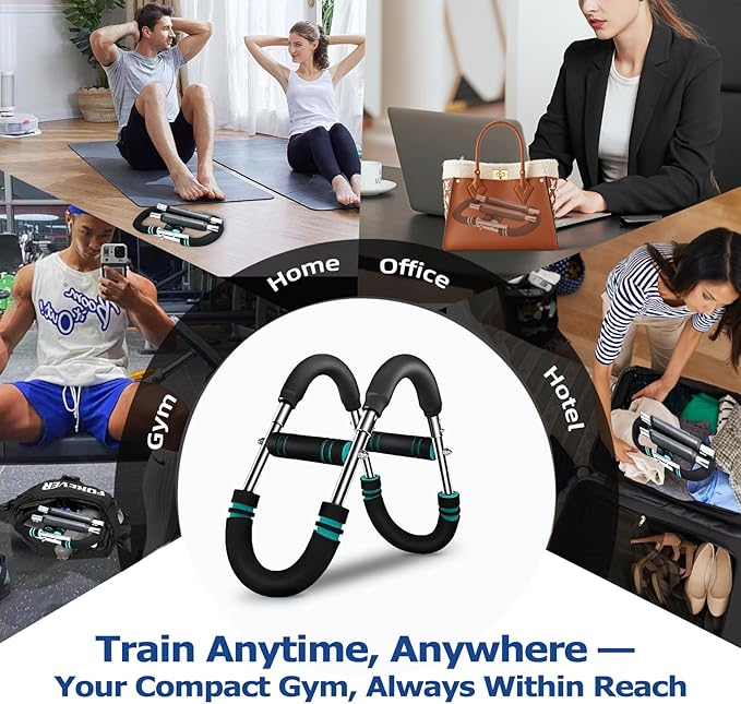 U-Shaped Twister Arm Trainer, Adjustable Chest Arm Forearm Strengthener with 4 Springs, Portable Home Fitness Equipment for Men, Upper Body Muscle Workout Tool.