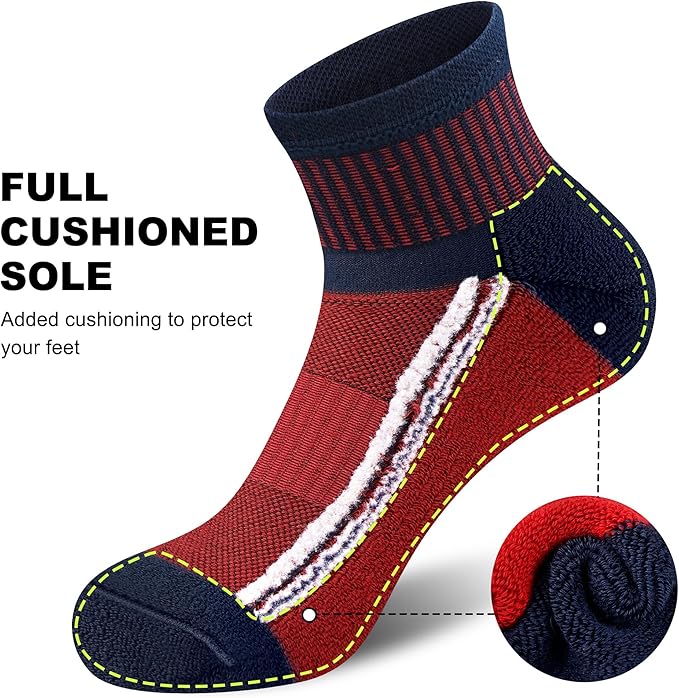Gonii men ankle socks for men athletic running Cushion Quarter Socks 5 Pairs